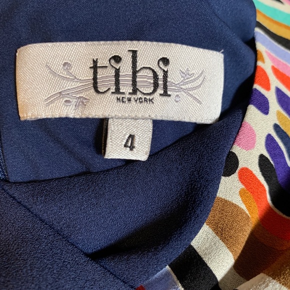 Tibi Silk Floral Navy Faux Wrap Dress - Size 4 - Picture 3 of 6